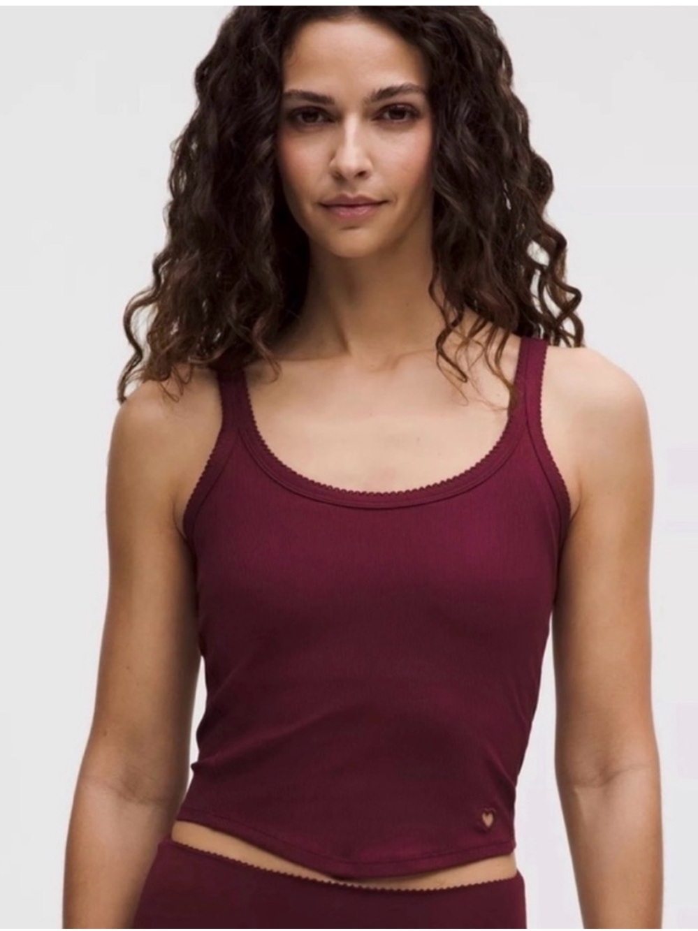 lululemon athletica Nulu Ribbed Scoop Tank Top Heart- Burgundy Bay